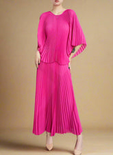 HEYFANCYSTYLE Elegant Japanese Designer Plissé Lightweight Blouse & Trousers